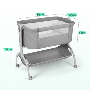 Cowiewie Baby Bassinets with Universal Wheels with Brakes Co Sleeper Bassinet with Storage, Double-Lock Patent Design; 7-Level Height Adjustable, Include Rebound Mattress