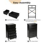 Chest of Drawers, 6 Drawer Dresser for Bedroom & Living Room with 6 Drawers, Steel Frame & Anti Fall Device, Black