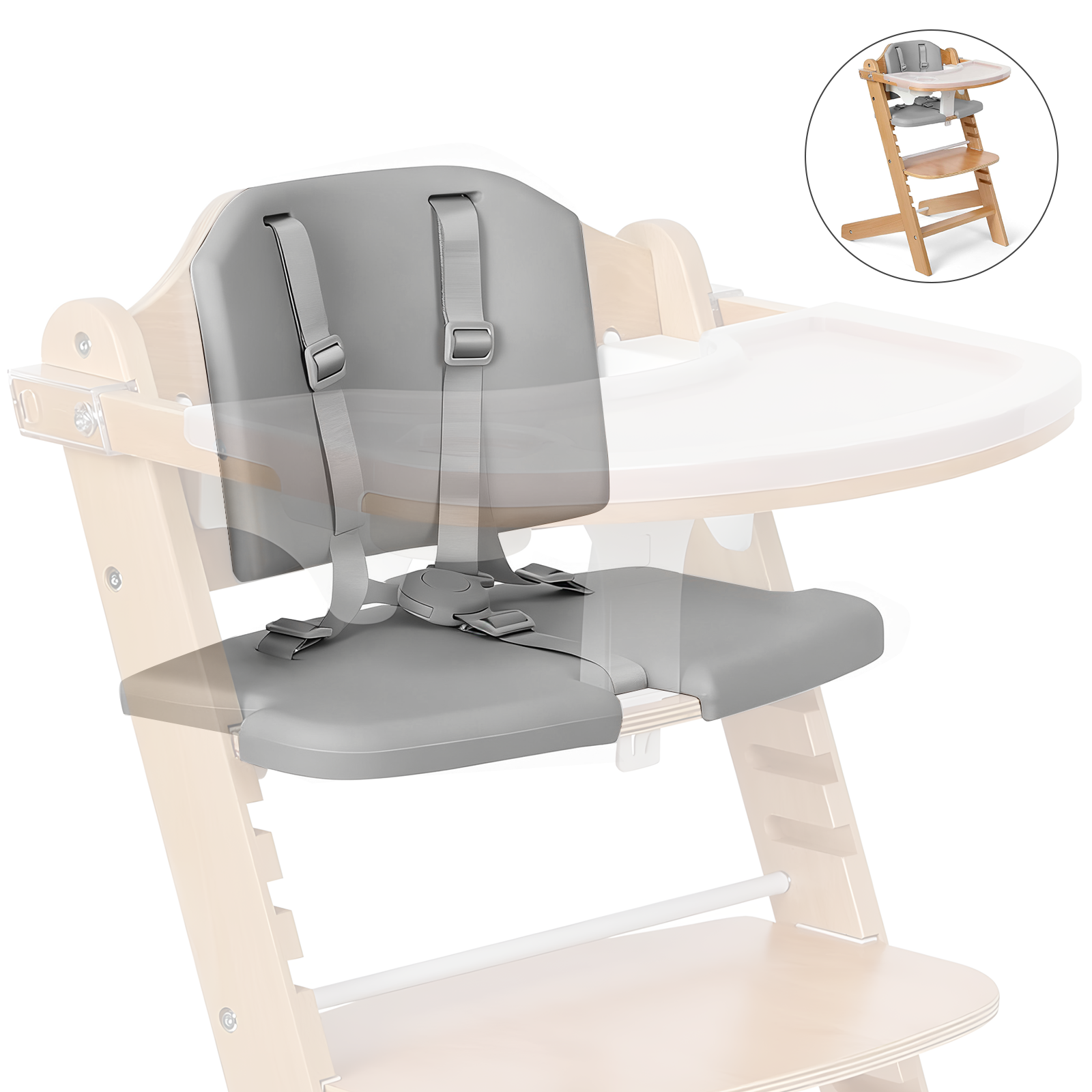 Cowiewie Cushion Seat Grey for wooden high chair