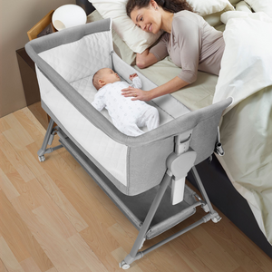 2-in-1 Bassinet & Bedside Sleepers Lightweight and Mobile with Storage Basket Beside Sleepers for Baby/Infants/Baby Girl/Baby Boy for Reduce Mom's Fatigue