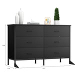 47.3" 6 Drawers Dresser for Bedroom, Living Room & Hallway, Chest of Dressers with Steel Wood Frame, Black