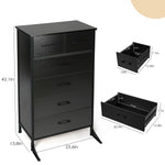 Chest of Drawers, 6 Drawer Dresser for Bedroom & Living Room with 6 Drawers, Steel Frame & Anti Fall Device, Black