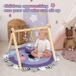 Cowiewie Wooden Baby Play Gym Play Gym with Mat Develop Athletic Ability for Baby to Toddler with 6 Toys，Koala Tree