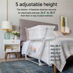 Cowiewie Bassinet Bedside Sleeper,Baby Bassinet Slides Over Bed,5-Position Height Adjustment & Breathable All-Mesh Wall Bedside Bassinet for Baby,Space-Saving Bedside Crib, Height(37.4-41.3"), White