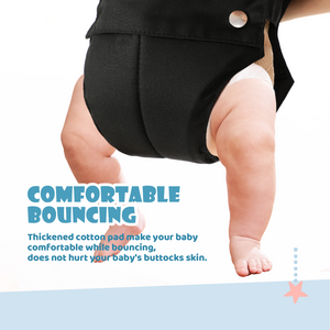 Cowiewie 2 in 1 Baby Door Jumper w/Baby Walking Harness Function, Baby Jumper with Door Clamp Adjustable Strap and Seat (Black)