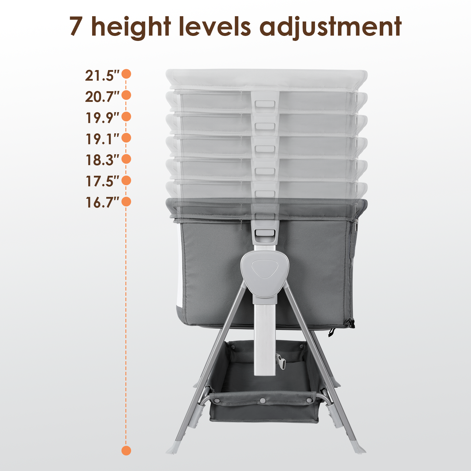 Cowiewie Baby Bassinet with Bed Mattress and Storage | 7-Levels Height