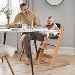 Cowiewie Natural Wooden High Chair for Babies & Toddlers 3-Tier Remove & 2 Adjustable Tray, 8 Adjustable Highchair with Cushions, Easy to Clean (Black)