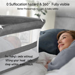 Cowiewie Bassinet Bedside Sleeper,Baby Bassinet Slides Over Bed,5-Height Adjustment & Breathable All-Mesh Wall Bedside Bassinet for Baby,Space-Saving Bedside Crib, Height(37.4-41.3"), Dark Grey