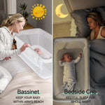 Cowiewie Bassinet Bedside Sleeper,Baby Bassinet Slides Over Bed,5-Position Height Adjustment & Breathable All-Mesh Wall Bedside Bassinet for Baby,Space-Saving Bedside Crib, Height(37.4-41.3"), White