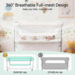 Cowiewie Bassinet Bedside Sleeper,Baby Bassinet Slides Over Bed,5-Position Height Adjustment & Breathable All-Mesh Wall Bedside Bassinet for Baby,Space-Saving Bedside Crib, Height(37.4-41.3"), White
