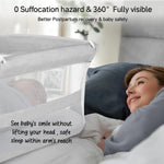 Cowiewie Bassinet Bedside Sleeper,Baby Bassinet Slides Over Bed,5-Height Adjustment & Breathable All-Mesh Wall Bedside Bassinet for Baby,Space-Saving Bedside Crib, Height(37.4-41.3"), Light Grey