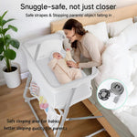 Cowiewie Bassinet Bedside Sleeper,Baby Bassinet Slides Over Bed,5-Position Height Adjustment & Breathable All-Mesh Wall Bedside Bassinet for Baby,Space-Saving Bedside Crib, Height(37.4-41.3"), White
