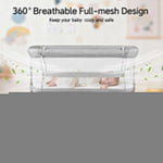 Cowiewie Bassinet Bedside Sleeper,Baby Bassinet Slides Over Bed,5-Height Adjustment & Breathable All-Mesh Wall Bedside Bassinet for Baby,Space-Saving Bedside Crib, Height(37.4-41.3"), Light Grey