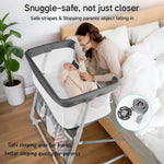 Cowiewie Bassinet Bedside Sleeper,Baby Bassinet Slides Over Bed,5-Height Adjustment & Breathable All-Mesh Wall Bedside Bassinet for Baby,Space-Saving Bedside Crib, Height(37.4-41.3"), Dark Grey