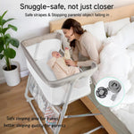 Cowiewie Bassinet Bedside Sleeper,Baby Bassinet Slides Over Bed,5-Position Height Adjustment & Breathable All-Mesh Wall Bedside Bassinet for Baby,Space-Saving Bedside Crib, Height(37.4-41.3"), Beige