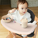 Cowiewie COWH-02 Natural Wooden High Chair, 3-Tier Removable & Adjustable Wood Tray, 8 Levels Height Adjustable Baby Grow Chair with Cozy Cushions