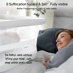Cowiewie Bassinet Bedside Sleeper,Baby Bassinet Slides Over Bed,5-Position Height Adjustment & Breathable All-Mesh Wall Bedside Bassinet for Baby,Space-Saving Bedside Crib, Height(37.4-41.3"), White