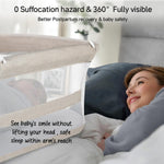 Cowiewie Bassinet Bedside Sleeper,Baby Bassinet Slides Over Bed,5-Position Height Adjustment & Breathable All-Mesh Wall Bedside Bassinet for Baby,Space-Saving Bedside Crib, Height(37.4-41.3"), Beige