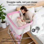 Cowiewie ZK019 Bedside Sleeper Bassinet, Adjustable Portable Baby Crib with Breathable Mesh, Comfortable Mattress and Travel Bag for Newborn Infants Pink