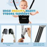 Cowiewie 2 in 1 Baby Door Jumper w/Baby Walking Harness Function, Baby Jumper with Door Clamp Adjustable Strap and Seat (Black)