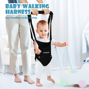 Cowiewie 2 in 1 Baby Door Jumper w/Baby Walking Harness Function, Baby Jumper with Door Clamp Adjustable Strap and Seat (Black)