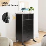 Chest of Drawers, 6 Drawer Dresser for Bedroom & Living Room with 6 Drawers, Steel Frame & Anti Fall Device, Black
