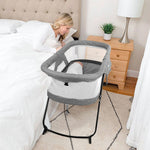 2-in-1 Fold Travel Crib Portable Rock Bassinet Free Installation Baby Beside Sleeper Function for Baby Girls/Boys/Infants