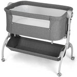 Cowiewie Baby Bassinets with Universal Wheels with Brakes Co Sleeper Bassinet with Storage, Double-Lock Patent Design; 7-Level Height Adjustable, Include Rebound Mattress